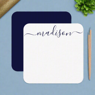 Custom Trendy Blue & White Typography Name Script  Card