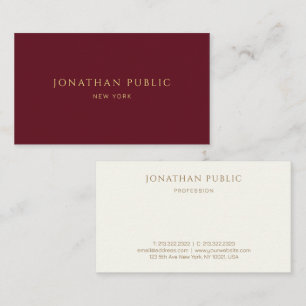 Custom Trendy Elegant Modern Maroon Red Luxury Business Card