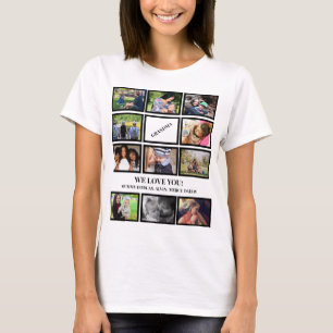 Custom Trendy Grandma Mothers Day 11 Photo Collage T-Shirt