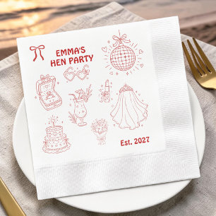 Custom Trendy Hen Party Bachelorette Party Napkin