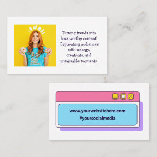 Custom Trendy Influencer Social Media Browser Business Card
