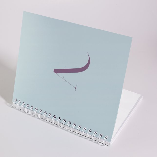 Custom Trendy Initial Name Pastel Blue Typography Notebook (Creator Uploaded)