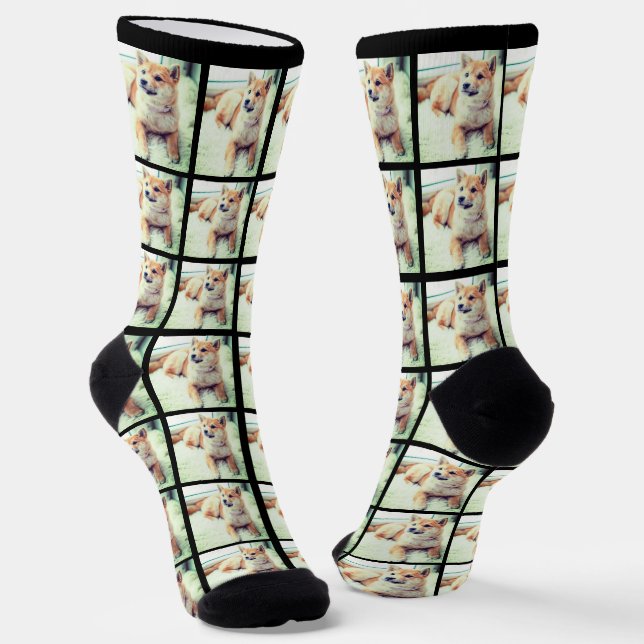 Custom trendy photo collage socks (Angled)