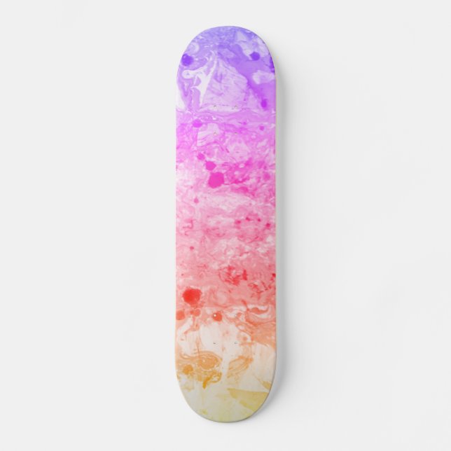 Custom Trendy Pink Blue Purple Green Modern Skateboard (Front)