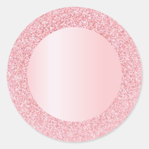 Custom Trendy Rosegold Glitter Blank Template Classic Round Sticker