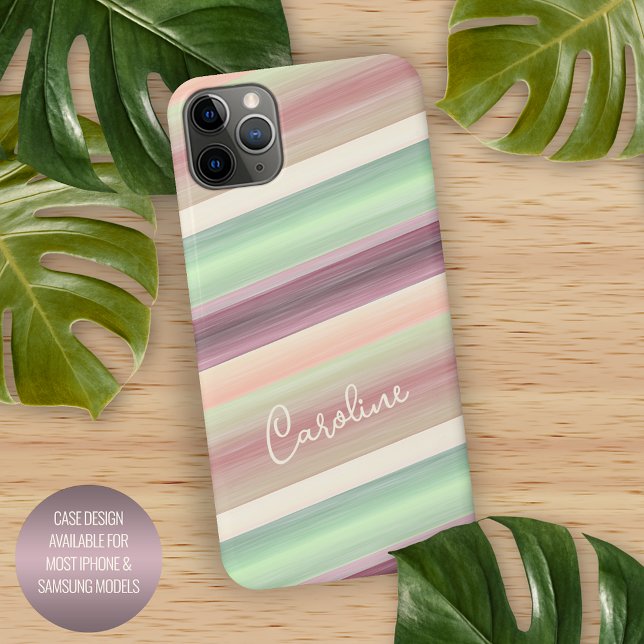 Custom Trendy Spring Colours Watercolor Art Stripe iPhone Case (Creator Uploaded)