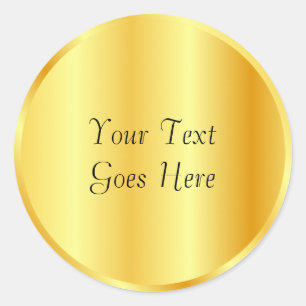 Custom Trendy Template Faux Gold Metallic Look Classic Round Sticker