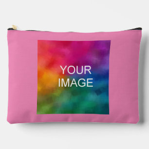 Custom Trendy Template Image Photo Pink Large Accessory Pouch