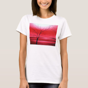 Custom Trendy Tree Red White Elegant Modern T-Shirt