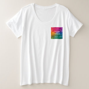 Custom Trendy White Colour Template Upload Image Plus Size T-Shirt