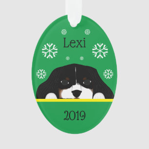 Custom Tri Color Cavalier King Charles Green Oval Ornament