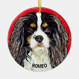 Custom Tri-Coloured Cavalier King Spaniel  Ceramic Tree Decoration