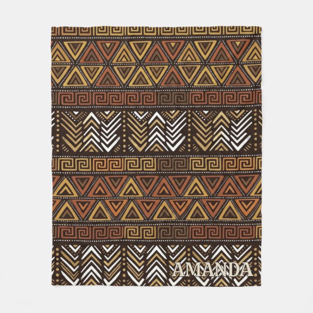 Custom Tribal Boho Pattern Fleece Blanket (Front)