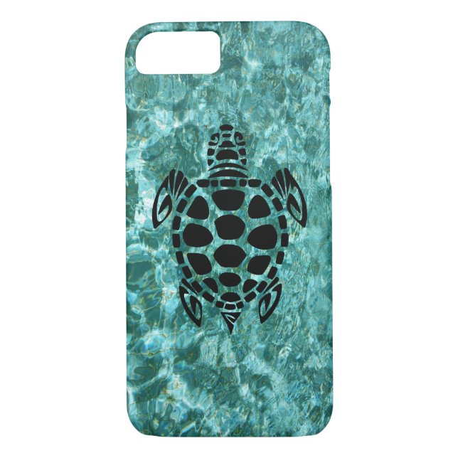 Custom Tribal Sea Turtle Aqua Blue Case-Mate iPhone Case (Back)