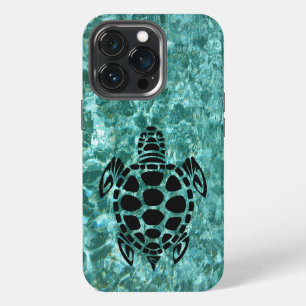 Custom Tribal Sea Turtle Aqua Blue OtterBox iPhone 13 Pro Case