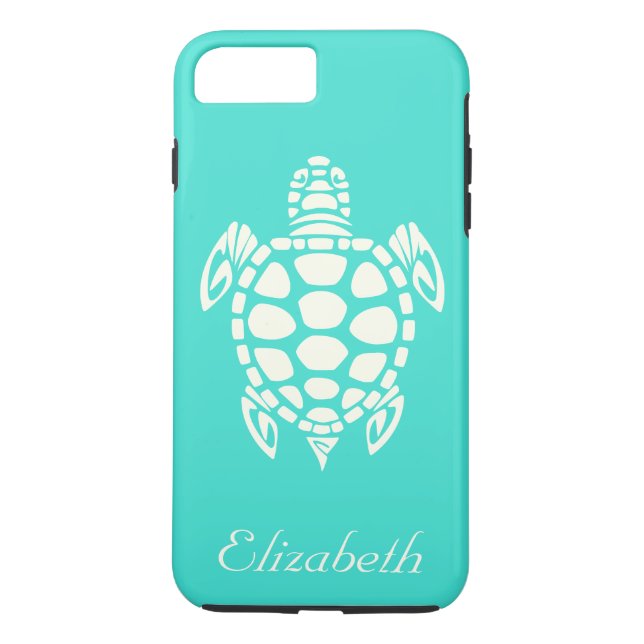 Custom Tribal Sea Turtle Turquoise and Ivory Case-Mate iPhone Case (Back)