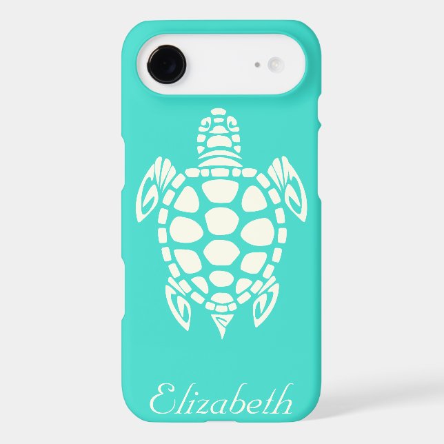 Custom Tribal Sea Turtle Turquoise and Ivory Case-Mate iPhone Case (Back)