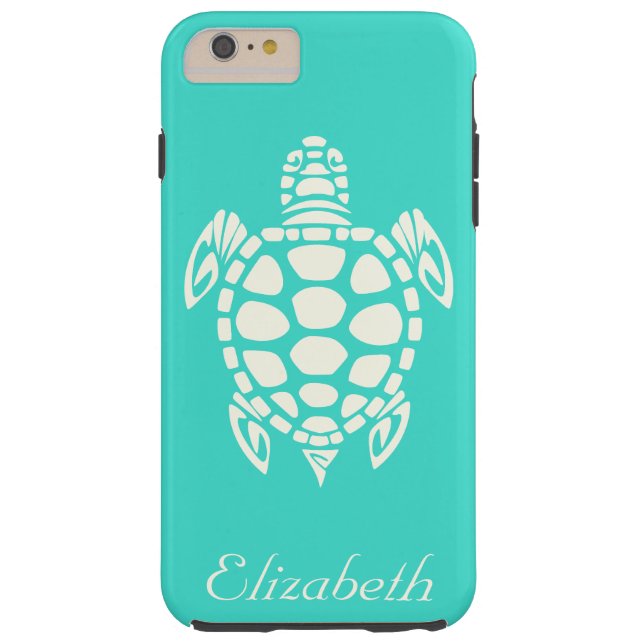 Custom Tribal Sea Turtle Turquoise and Ivory Case-Mate iPhone Case (Back)