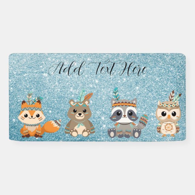 Custom Tribal Woodland Animals Banner (Horizontal)