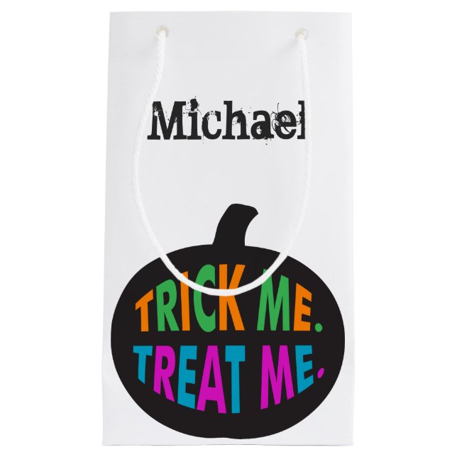 Custom Trick Me Treat Me Multi-Colour Small Gift Bag (Front)