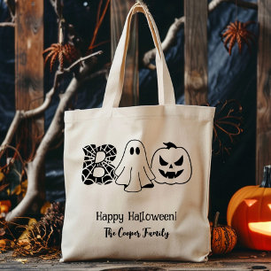 Custom Trick or Treat Halloween Boo Family Tote Bag