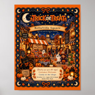 Custom Trick or Treat Halloween Event Flyer Mall Poster