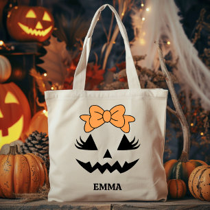 Custom Trick or Treat Halloween Tote Bag for Girls