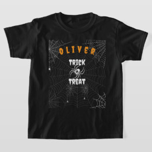 Custom Trick or Treat Spooky Spider Web Halloween T-Shirt