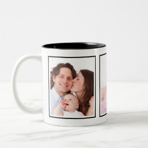 Custom Trio of Framed Portrait Photos White Two-Tone Coffee Mug