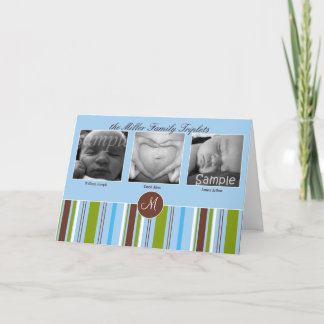 Custom Triplet Birth Announcement - Blue