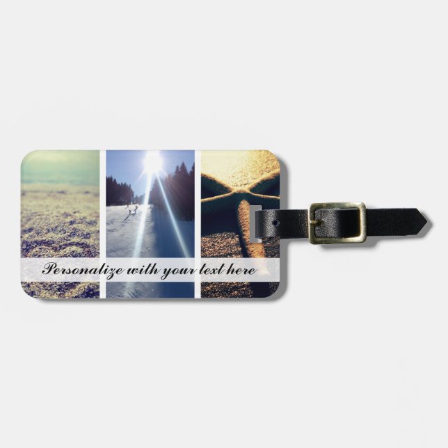 Custom triptych photo travel luggage tags (Front Horizontal)