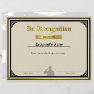 Custom Trooper Salute Thin Blue Line Certificate