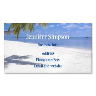 Custom Tropical Beach Ocean Palm Trees Magnetic Business Card