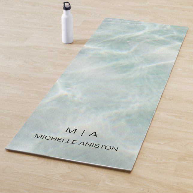 Custom Tropical  Beach Sea Waves Monogram  Yoga Mat (In Situ)