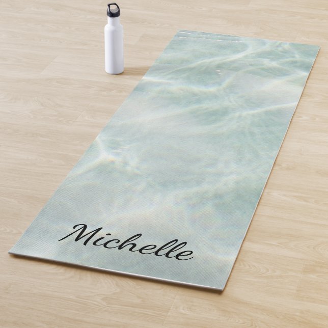 Custom Tropical  Beach Sea Waves Monogram  Yoga Mat (In Situ)