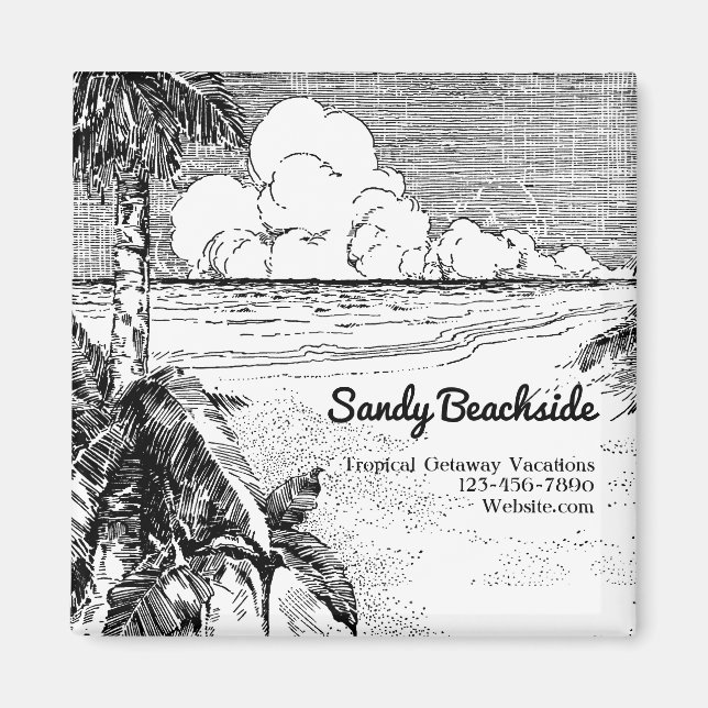 Custom Tropical Beach Small Business Magnet (Front)