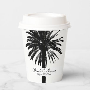 Custom tropical beach wedding paper coffee cups
