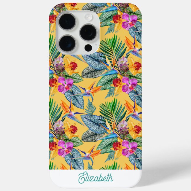 Custom Tropical Bird Of Paradise And Orchid Summer Case-Mate iPhone Case (Back)