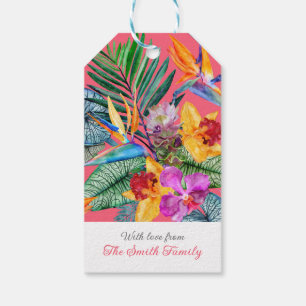 Custom Tropical Bird Of Paradise Orchid Garden Gift Tags