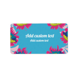 Custom tropical blue floral colourful return label