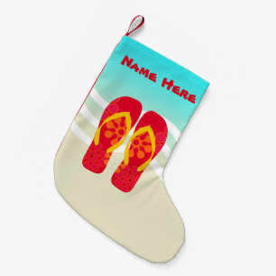 Custom Tropical Christmas Flip Flops Beach Holiday Small Christmas Stocking
