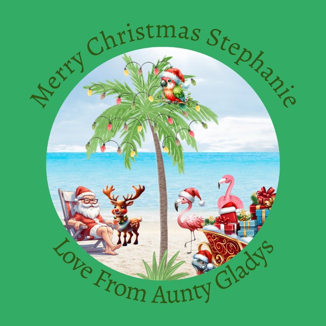 Custom Tropical Christmas In July Party On Green Wrapping Paper (Creator Uploaded)