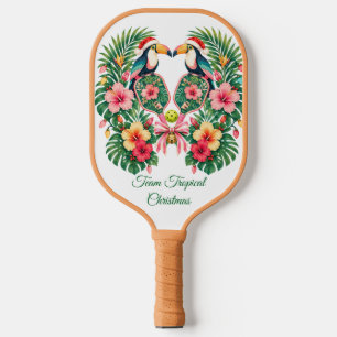 Custom Tropical Christmas Toucan Pickleball Paddle