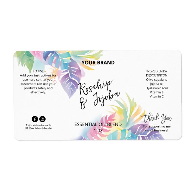 Custom Tropical Dropper Bottle Product Labels (Front)