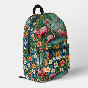 Custom Tropical Flamingo Hawaiian Backpack bag