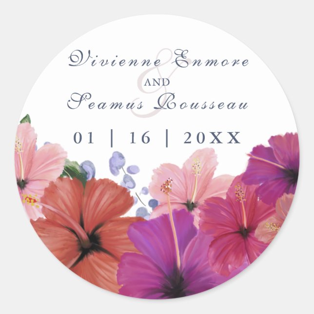 Custom tropical floral hibiscus sticker (Front)