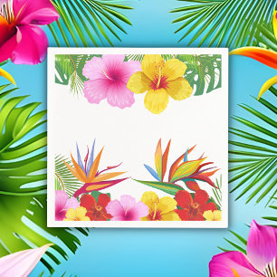 Custom Tropical Flowers Hibiscus Party Napkin