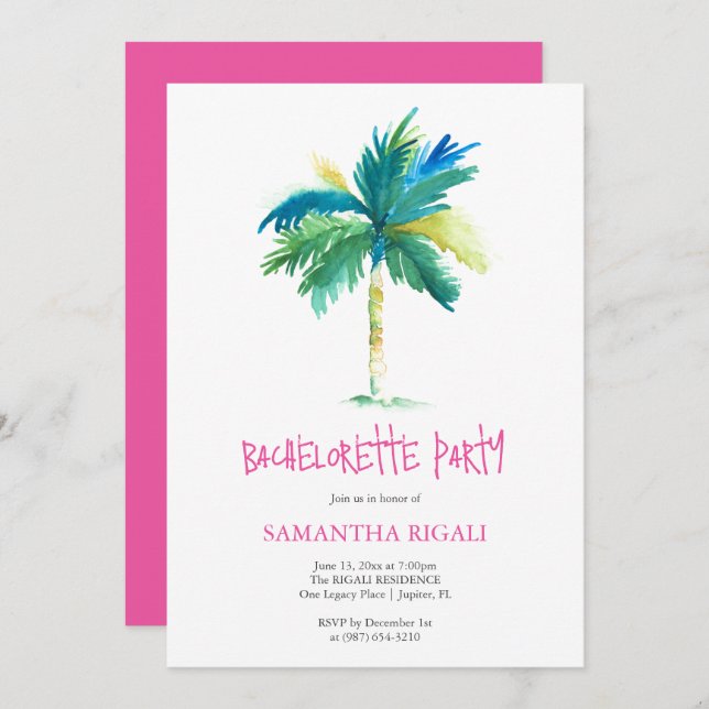 Custom Tropical Invitations Bachelorette Party (Front/Back)