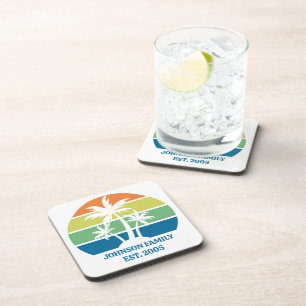 Custom Tropical Island House Palm Trees Gift Coaster