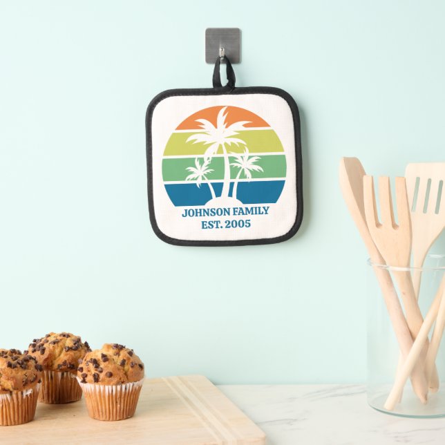 Custom Tropical Island House Palm Trees Pot Holder (Insitu(Hanging))